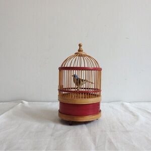 Vintage Musical Bird Cage Automaton. Singing Bird with Movement. Working Wind-Up